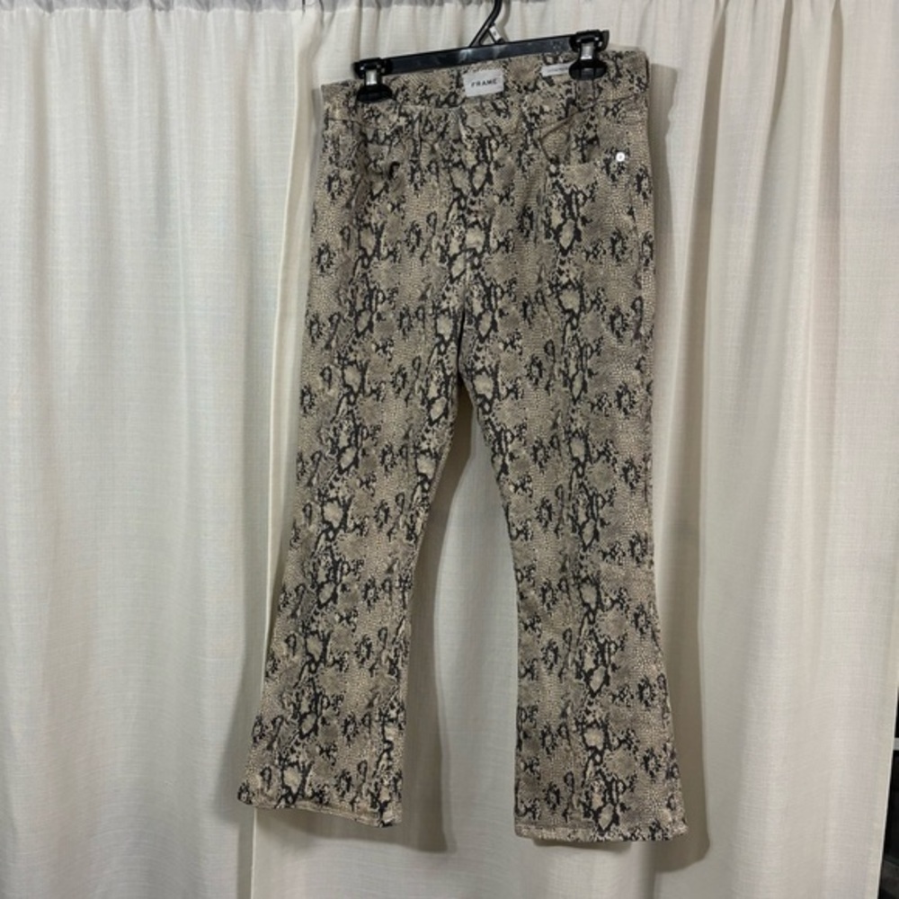 Frame Denim Snake Print Le Crop Mini Boot Pants